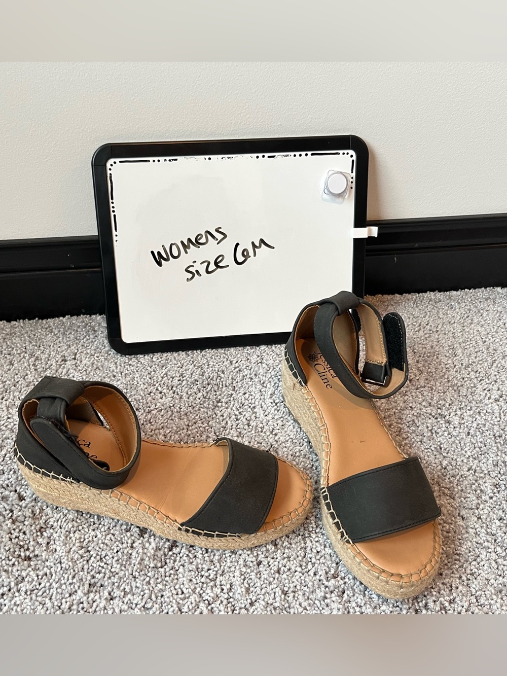Wedge Espadrille Sandals in Black - Women's